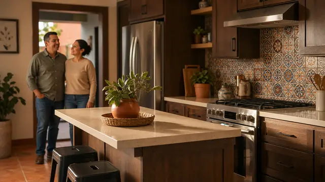Pareja en su cocina remodelada