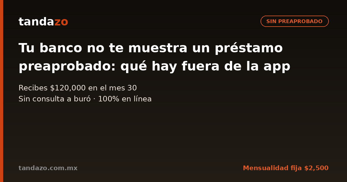Tarjeta de Tandazo: Tu banco no te muestra un préstamo preaprobado: qué hay fuera de la app. Recibes $120,000 en el mes 30
