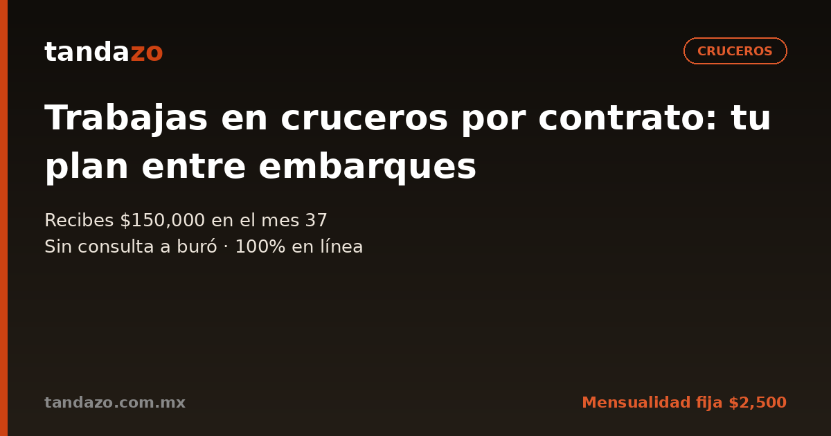 Tarjeta de Tandazo: Trabajas en cruceros por contrato: tu plan entre embarques. Recibes $150,000 en el mes 37